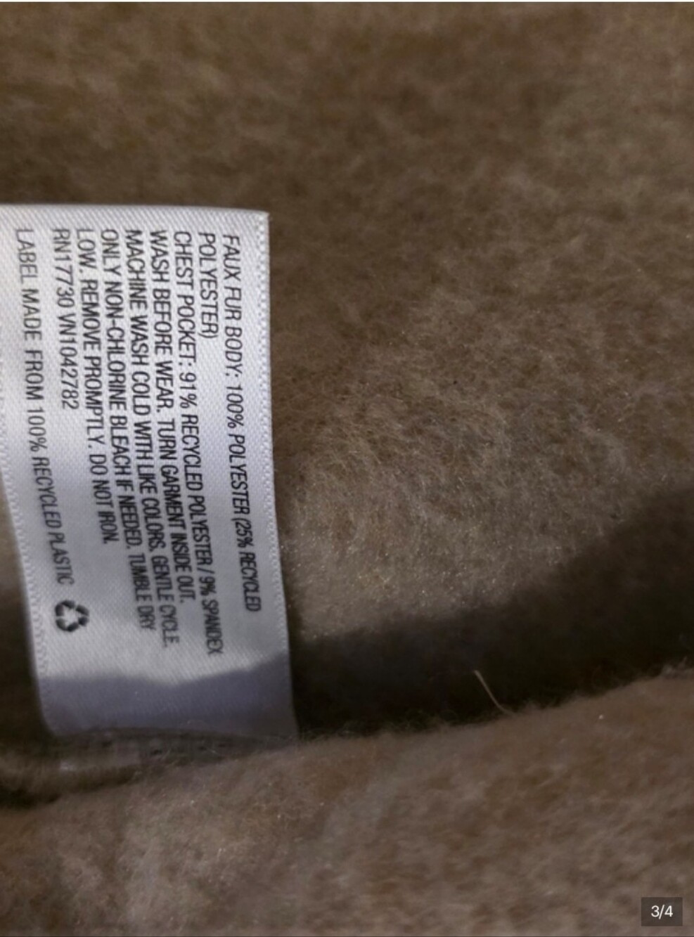 Cat & Jack Kids' Cream Sherpa Zip-Up Jacket with Yellow Trim - Picture 3 of 4